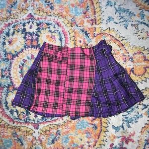 Pink and Purple Topshop Plaid Mini Skirt